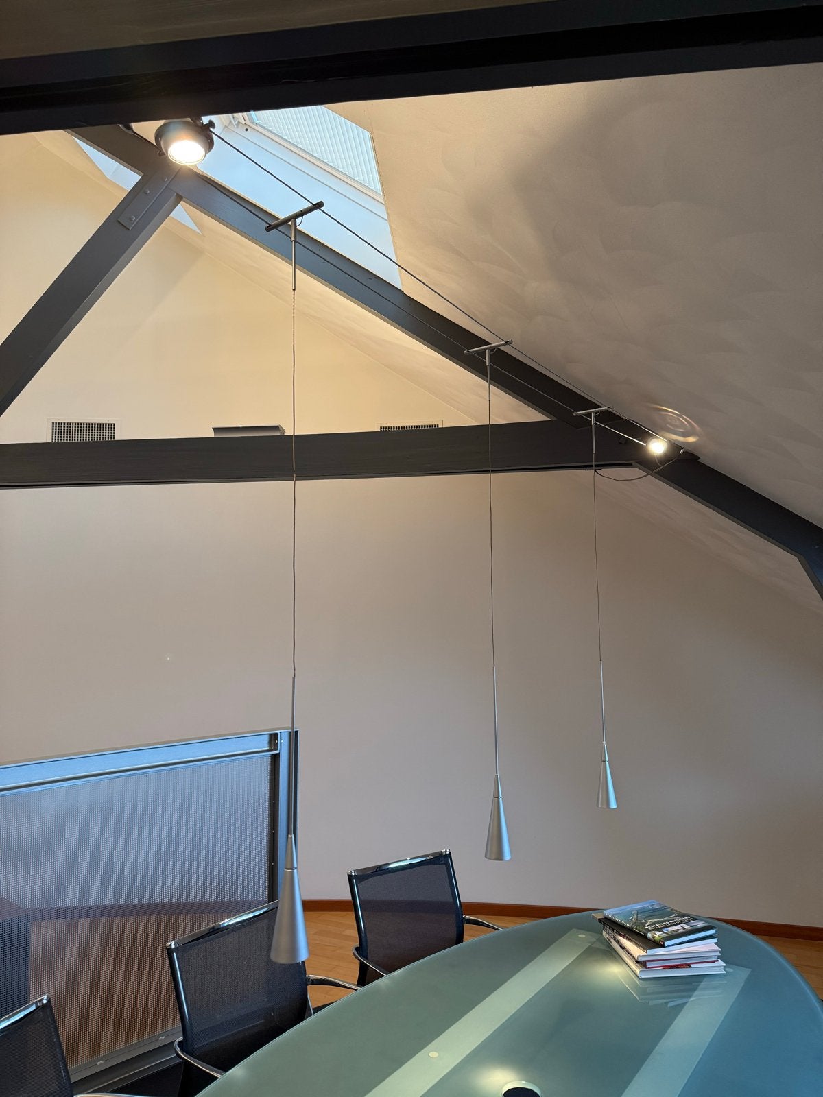 Moderne hanglampen set met rail voor schuin plafond, Ophalen, Gebruikt, Modern