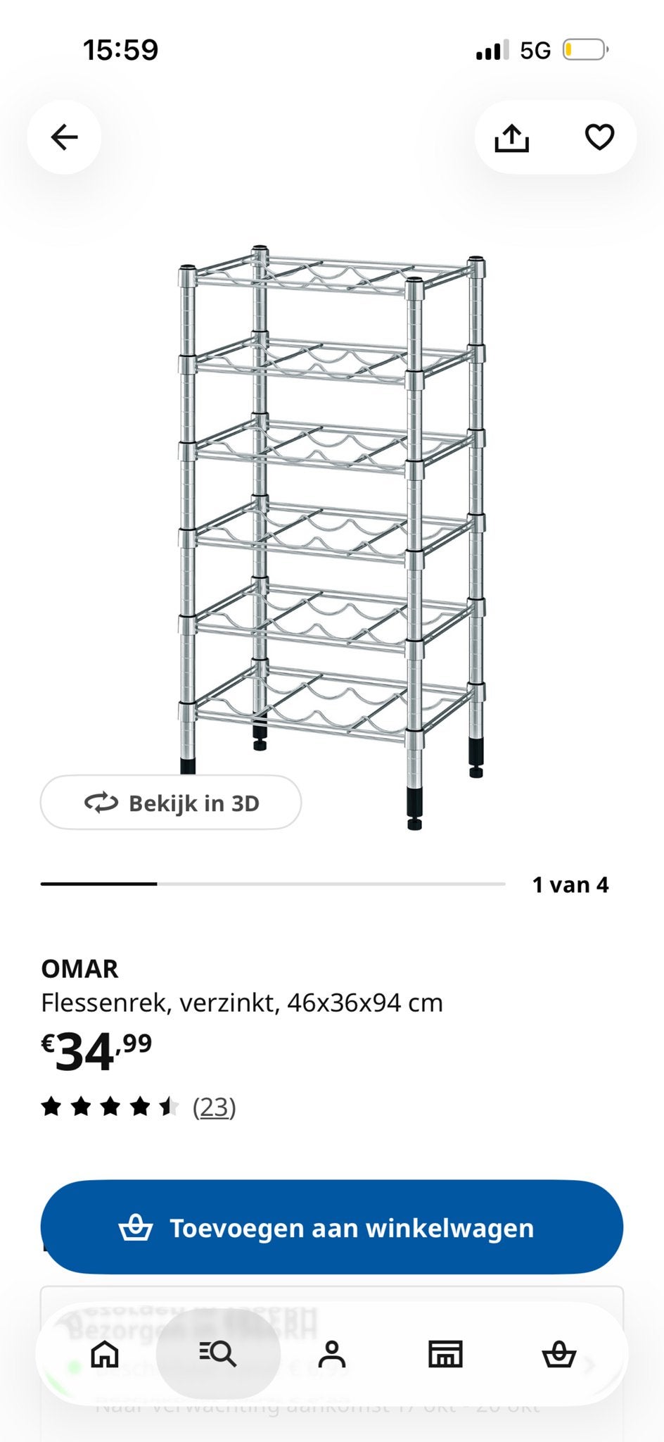 OMAR Flessenrek, verzinkt, 46x36x94 cm, Ophalen, Gebruikt, 15 tot 25 flessen, 75 – 100