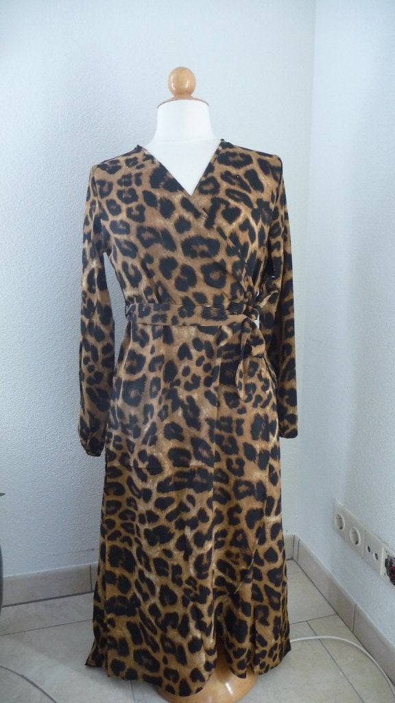 Leopard Maxi dress Maat S, Bruin, Nieuw, Ophalen of Verzenden, Maat 36 (S)