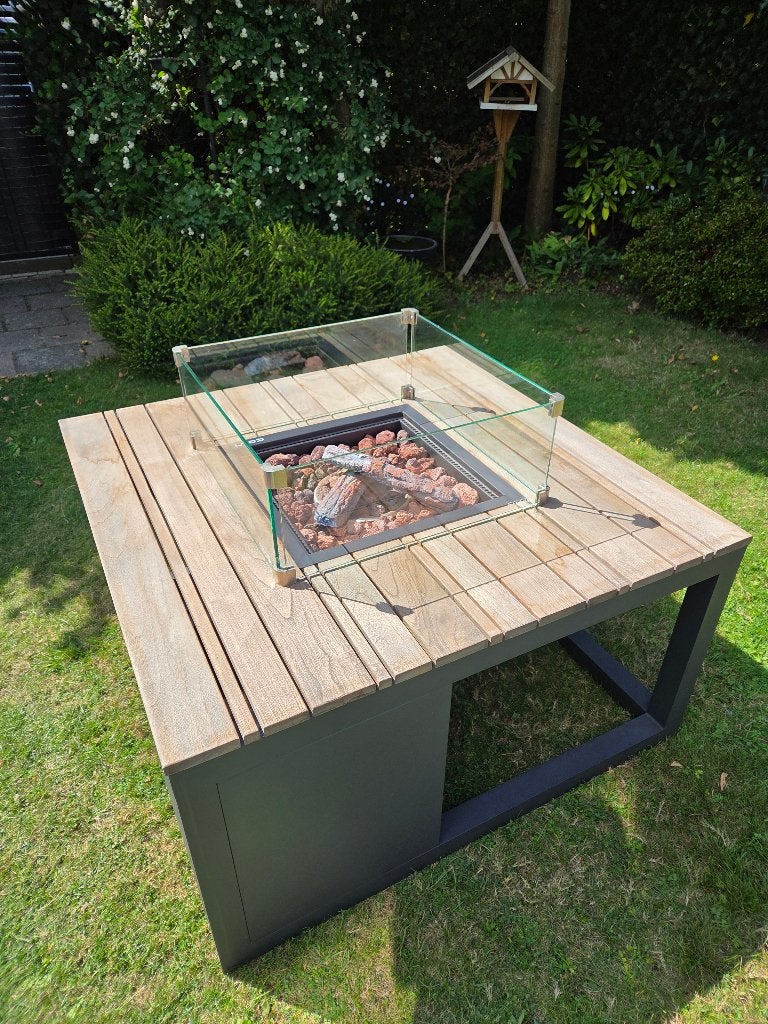 Stijlvolle Cosiraw Lounge Vuurtafel (Inclusief accessoires), Tuin en Terras, Ophalen, Zo goed als nieuw