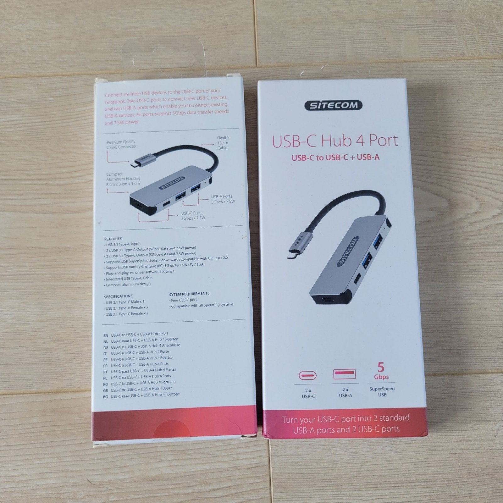 USB C hub 4 poorts - Sitecom CN-384, Ophalen of Verzenden, Nieuw, Sitecom