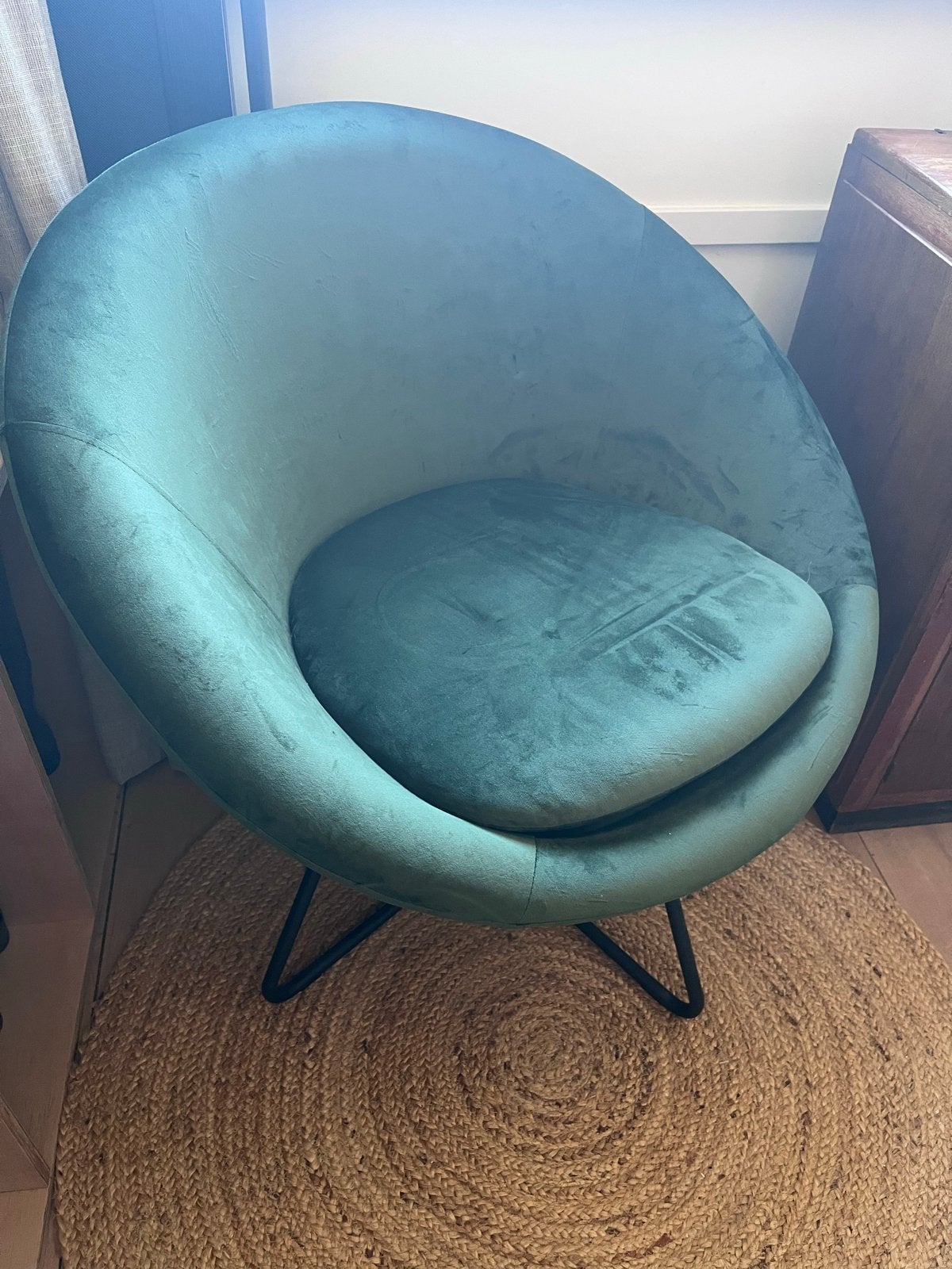 Leen Bakker Fauteuil Forli - fluweel - groen, Ophalen, Overige kleuren, Zo goed als nieuw, Retro