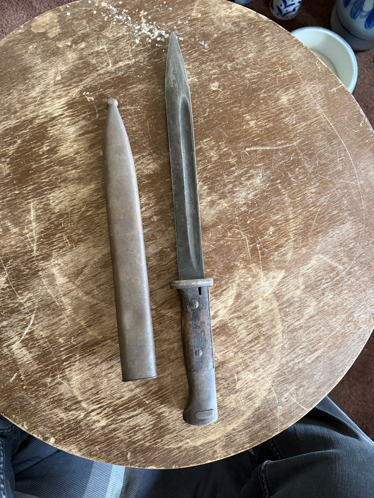 Antieke K98 bajonet met schede - Militair verzamelobject, Ophalen, Overige soorten, Overige gebieden, Mes of Dolk