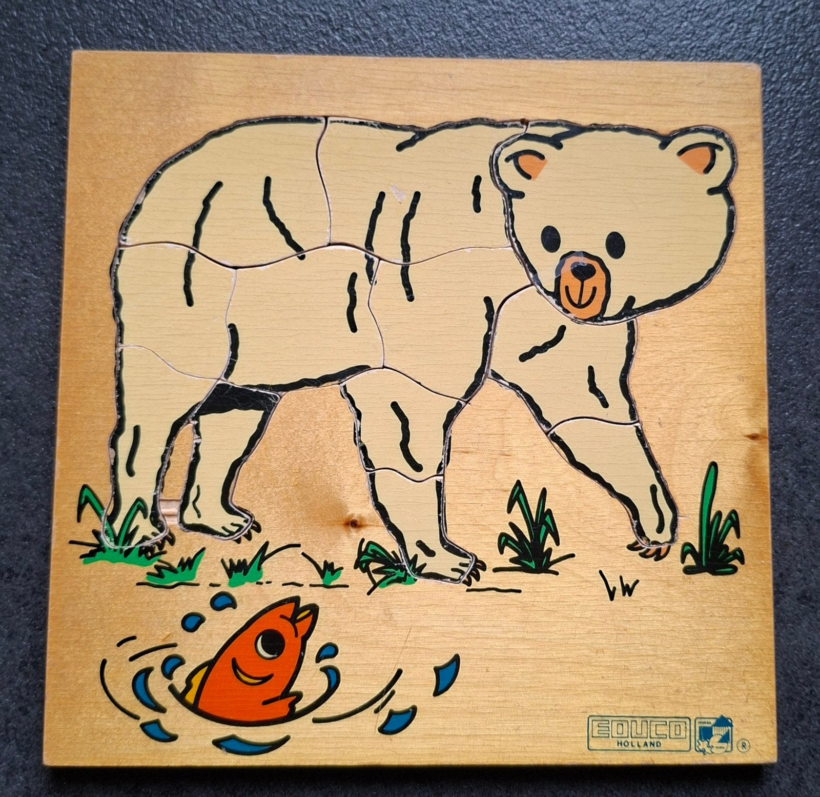 Vintage Educo puzzel Ijsbeer, Ophalen of Verzenden, Gebruikt