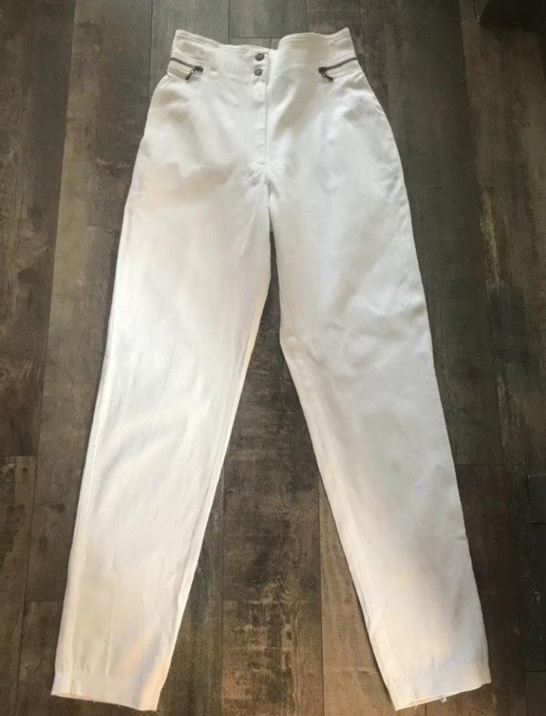 Witte Jaren 80 Pantalon met Hoge Taille, Kleding | Dames, Maat 38/40 (M), Wit, Michel Valerie, Ophalen of Verzenden