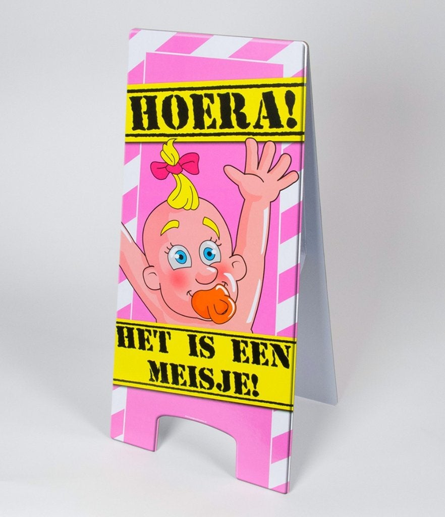 Waarschuwingsbord meisje geboren, Versiering, Info@all4funbaarlo.nl, BAARLO LB, Nieuw