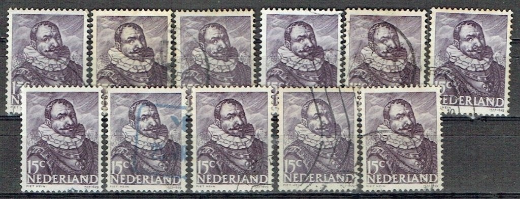 Nederland 1943 nr. 415 Zeeheld (!)  Piet Hein 11x, Postzegels en Munten, Verzenden, Gestempeld, Overige thema's