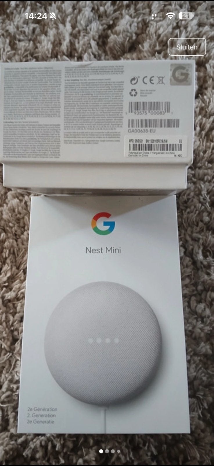 2 x Google Nest Mini 2e Generatie - nieuw