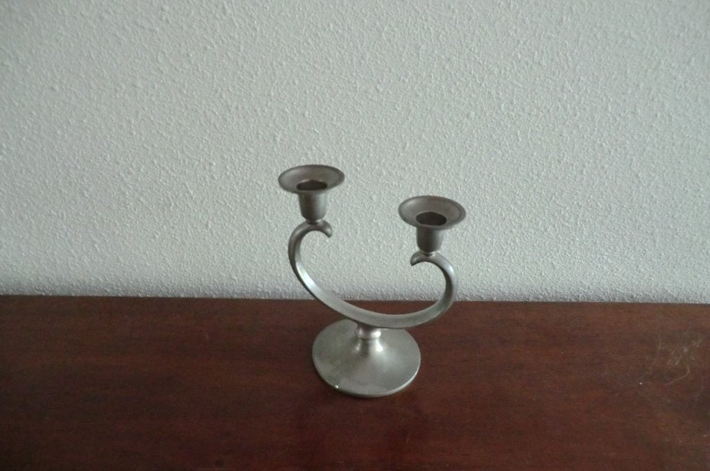 vintage antieke tinnen kandelaar - Metawa Holland - art deco, Ophalen of Verzenden
