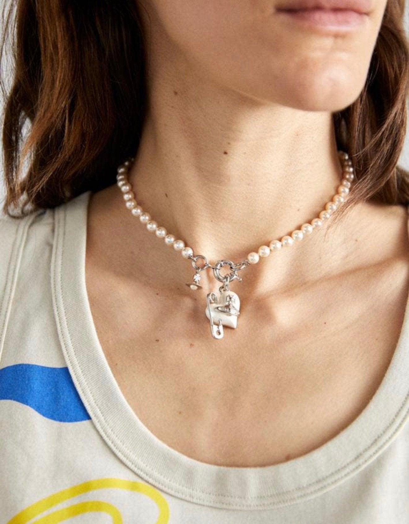 Vivienne Westwood Orietta Pearl parel Ketting Zilver NIEUW, L, Nieuw, Met hanger, L