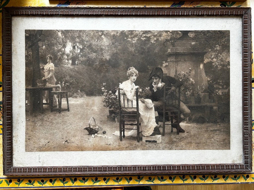 Lithografie van Marcus Stone en ets Arthur Kemp Tebby, Antiek en Kunst, Ophalen, Lithografie, 60 cm, Ingelijst