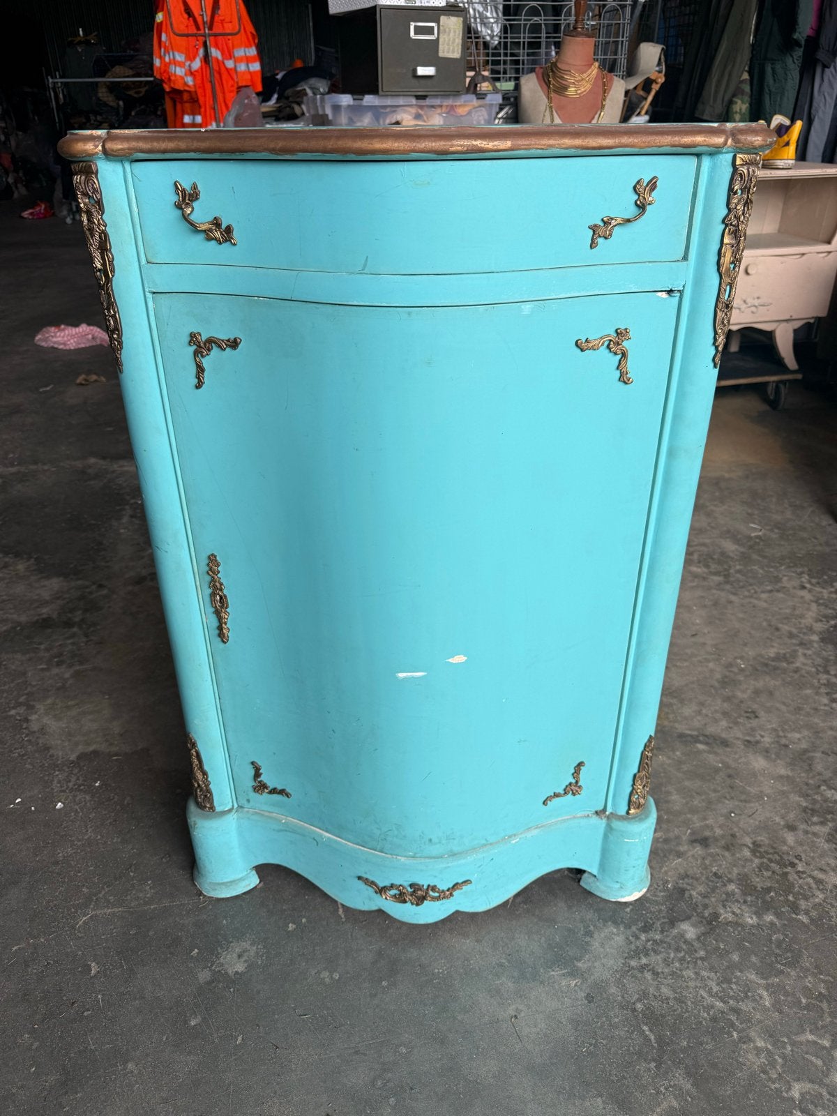 Vintage Hoekmeubel Turquoise met Gouden Details, Ophalen