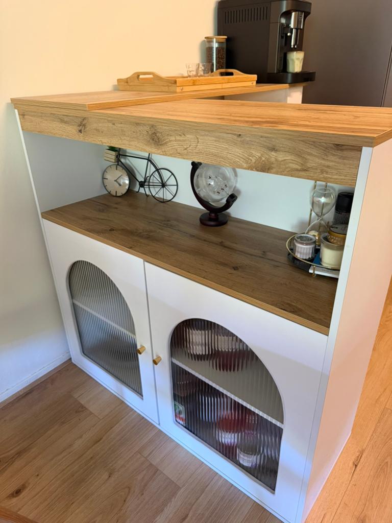 Uitschuifbare bartafel met opbergruimte en LED, Ophalen, Zo goed als nieuw