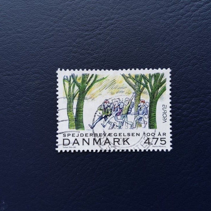 Denemarken Europa postzegel - Padvinderij 100 jaar, Ophalen of Verzenden