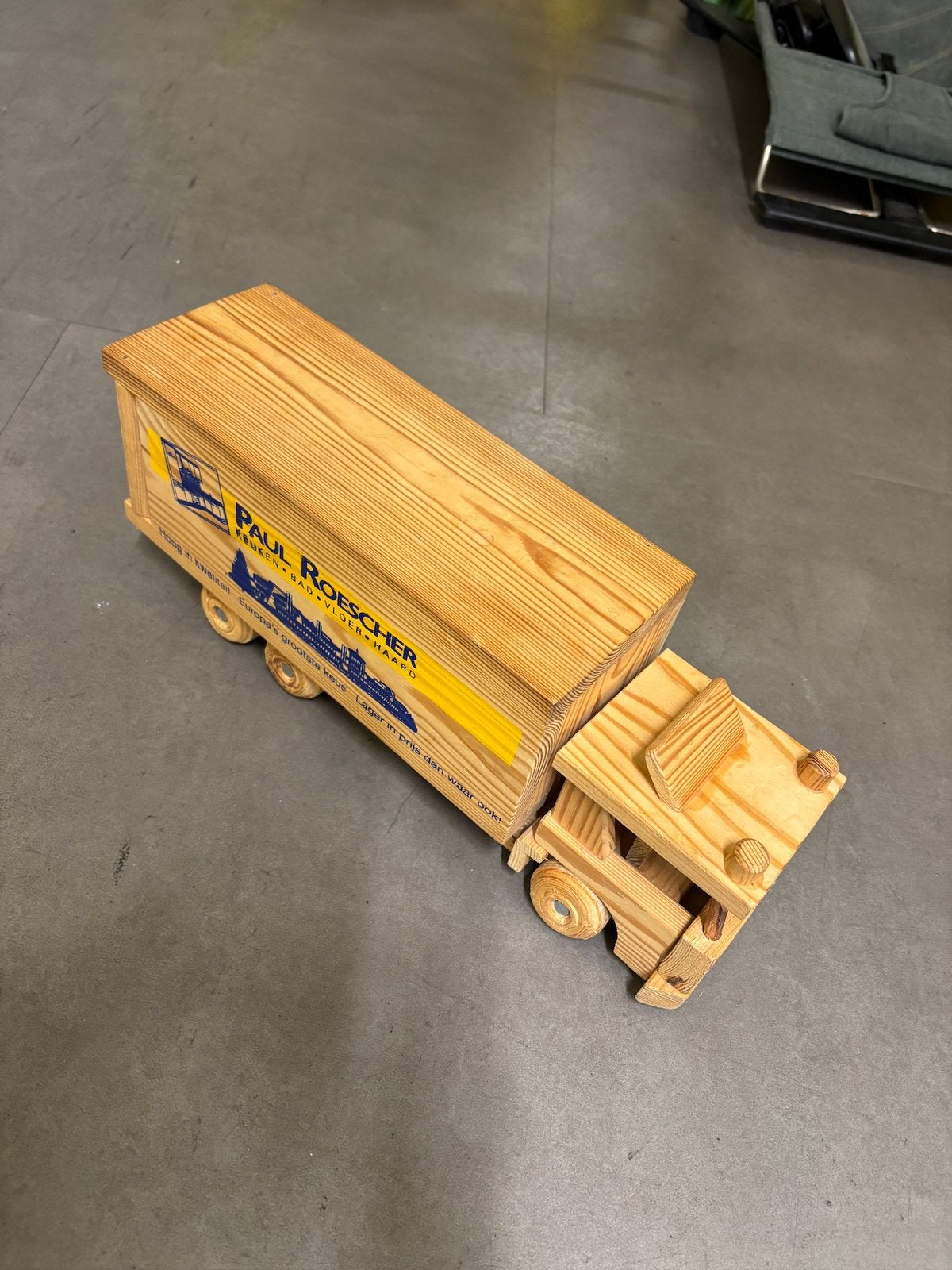 Houten speelgoed vrachtwagen Paul Roescher, Ophalen of Verzenden, Gebruikt