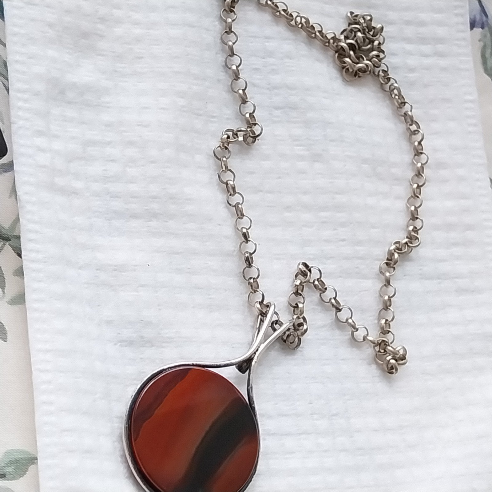 Zilveren jasseronketting met gtote Agaat hanger, Sieraden, Tassen en Uiterlijk, Antieke sieraden, Ophalen of Verzenden, Zilver