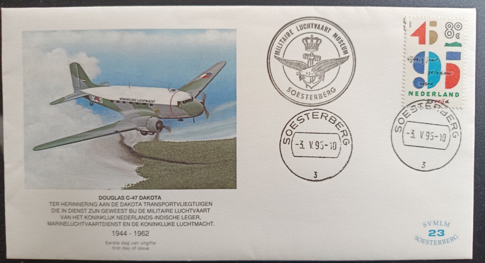 Herinnerings cover Dakota C-47, Ophalen of Verzenden, Na 1940, Gestempeld