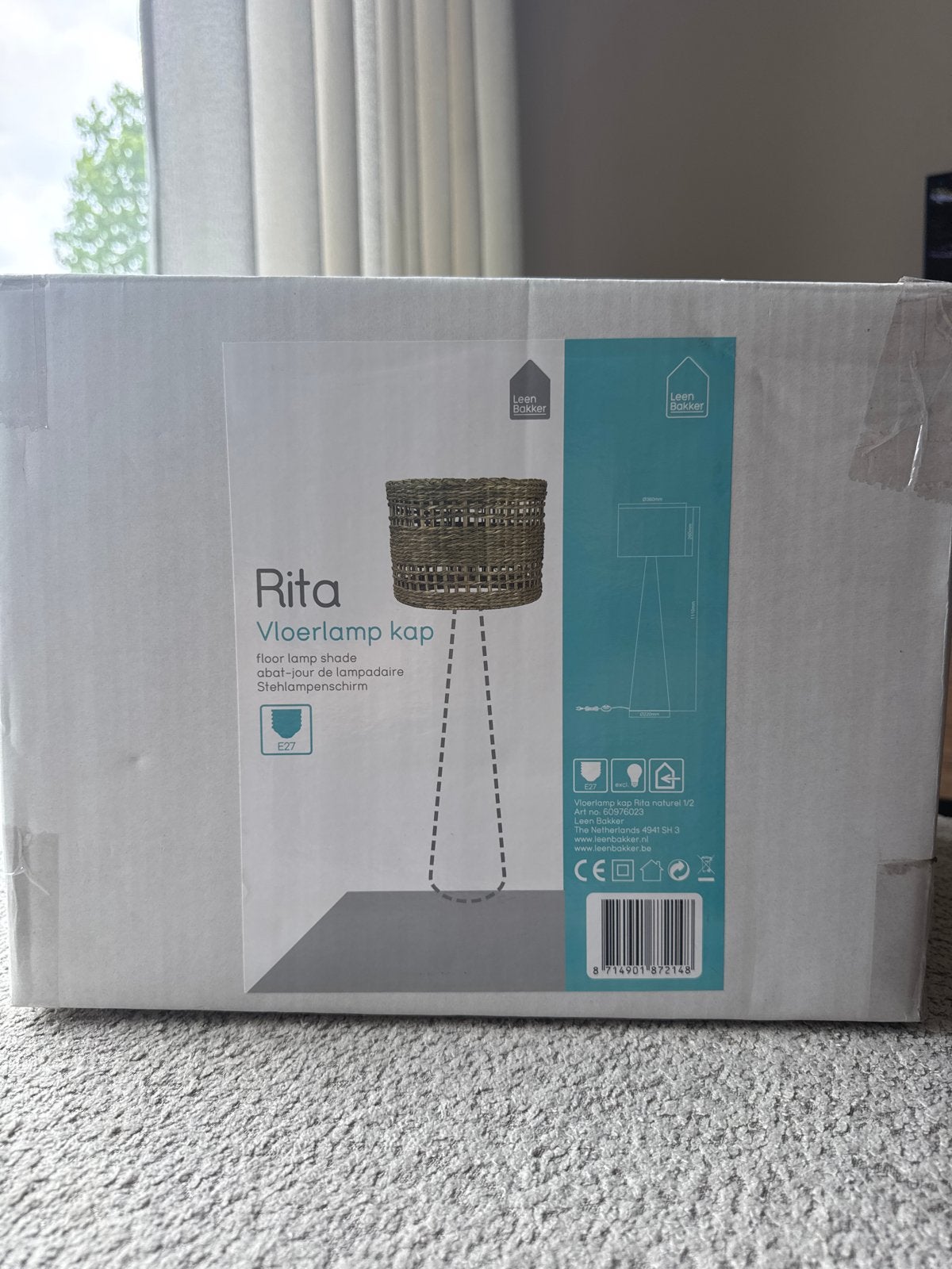 Leen Bakker Rita Vloerlamp Kap - Nieuw in doos, Rond, Nieuw, Ophalen of Verzenden, Bruin