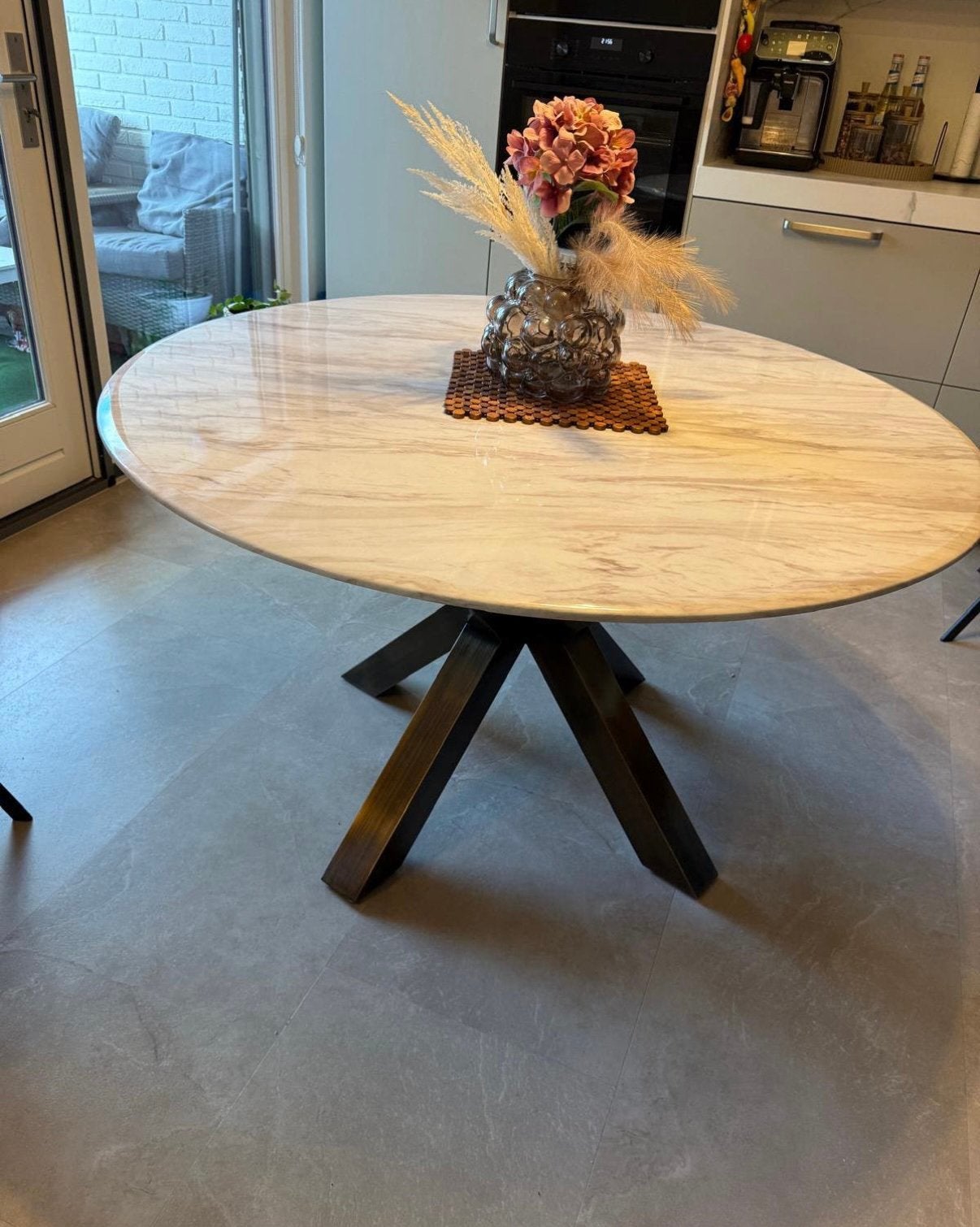 Eettafel keramisch marmerlook, Ophalen, Zo goed als nieuw, Rechthoekig, 50 tot 100 cm