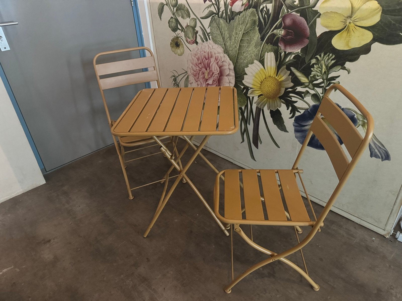 Sklum Gele bistro tuinset - 2 stoelen en 1 tafel, Overige materialen, Gebruikt, Eettafel, Tuinset