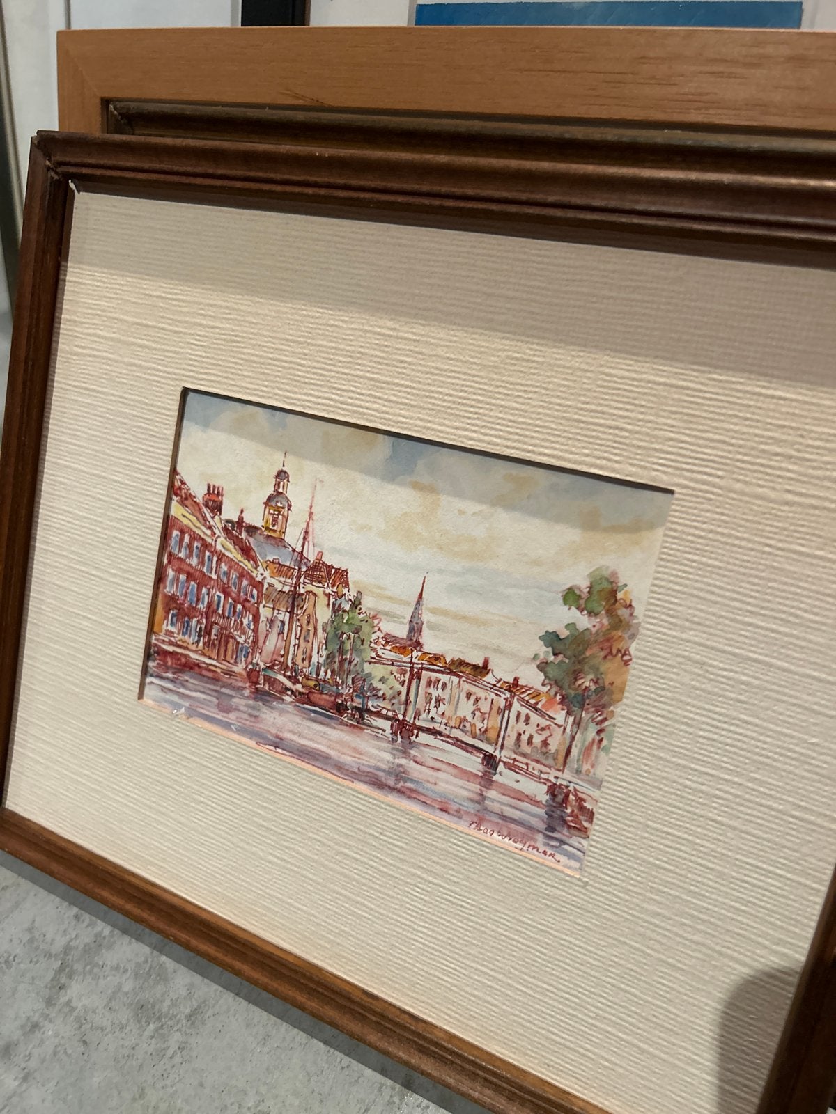 Stadsgezicht Aquarel - theo wiegman, Ophalen, Realistisch, Aquarel, Ingelijst
