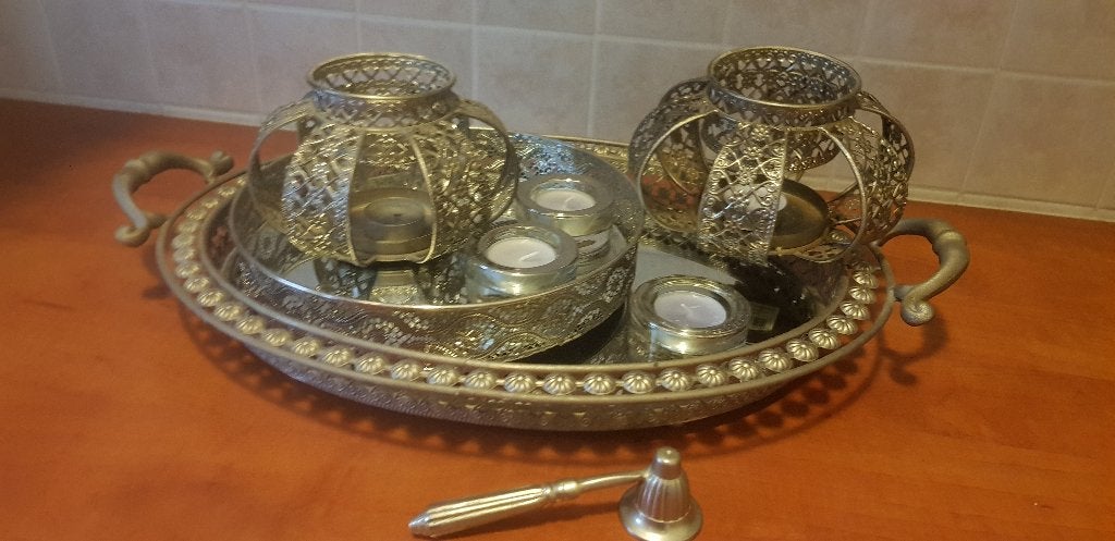 Diverse dienbladen met spiegel en accessoires, 8 delig, Huis en Inrichting, Woonaccessoires | Dienbladen, Ophalen of Verzenden
