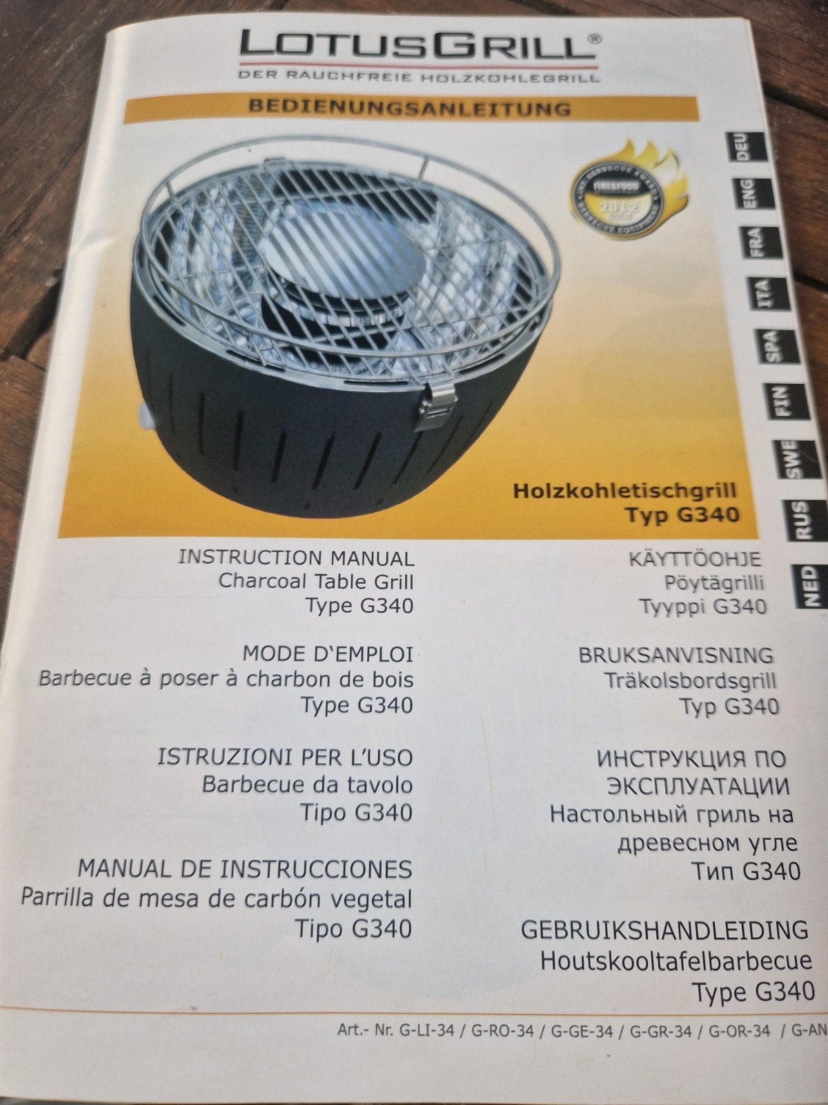 LotusGrill Houtskooltafelbarbecue Type G340, Ophalen, Gebruikt, LotusGrill, Met accessoires