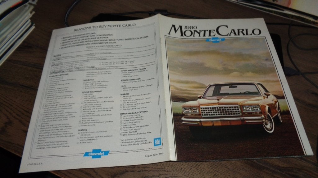 USA Folder CHEVROLET MONTE CARLO  ,  1980, Verzenden, Nieuw, Chevrolet