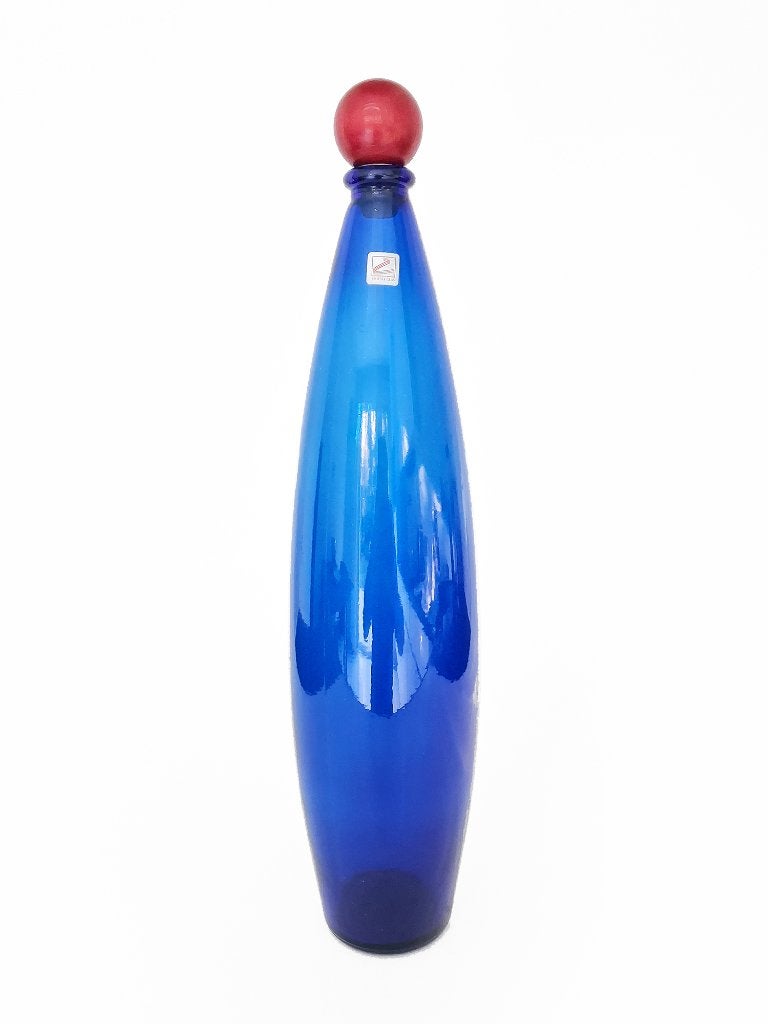 vaas fles Zwiesel Glas, Vintage, Blauw, Verzenden, Zo goed als nieuw