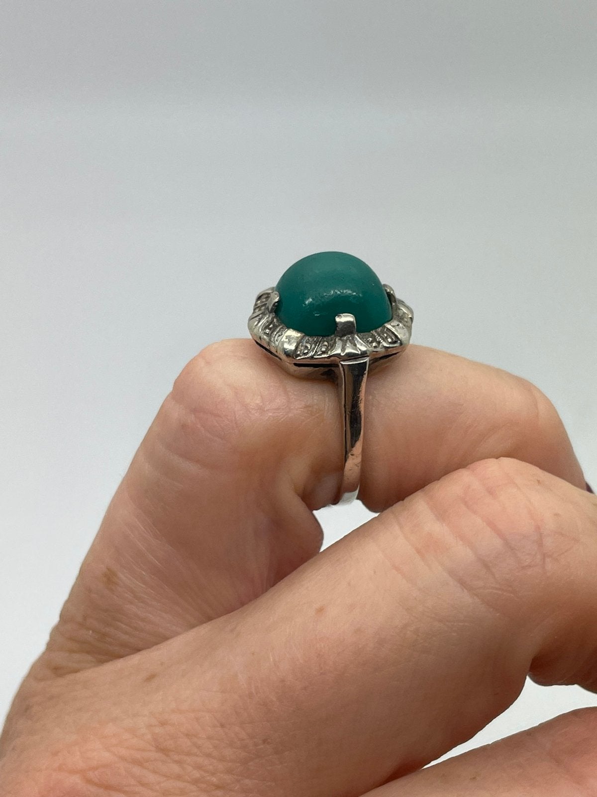 F733 Prachtige zilveren malachiet ring maat 16,5, Ophalen of Verzenden, Zilver, Ring, Met edelsteen