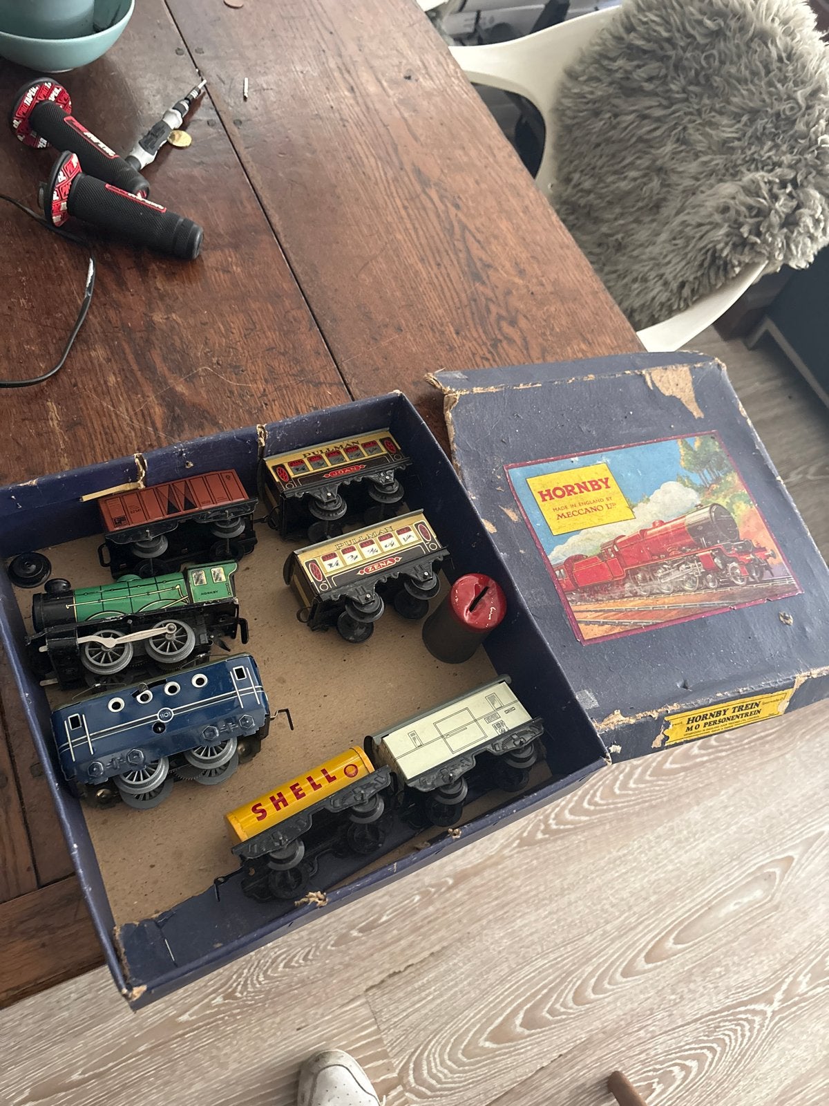 Vintage Hornby Trein Meccano Set met Locomotief en Wagons, Ophalen of Verzenden, Gebruikt, Treinset, Overige merken