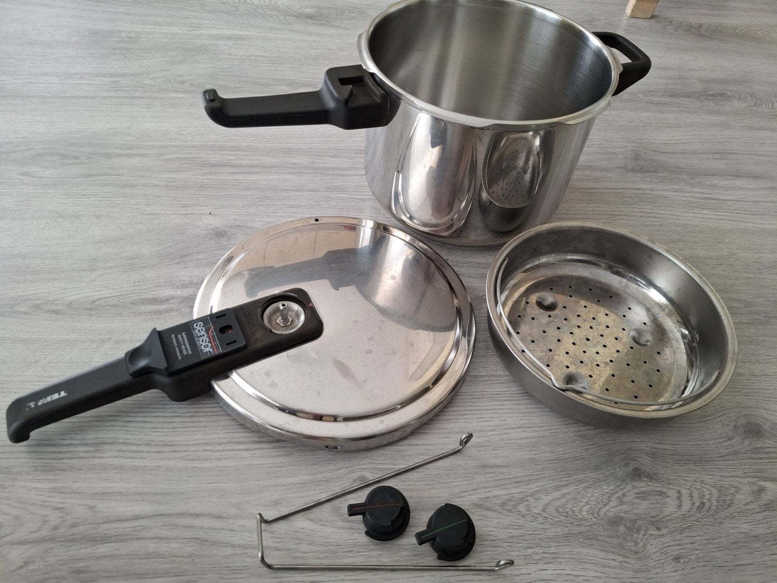 Tefal Sensor Snelkookpan - RVS, compleet met stoommand, Inductieplaat, Zo goed als nieuw, Rvs, Ophalen