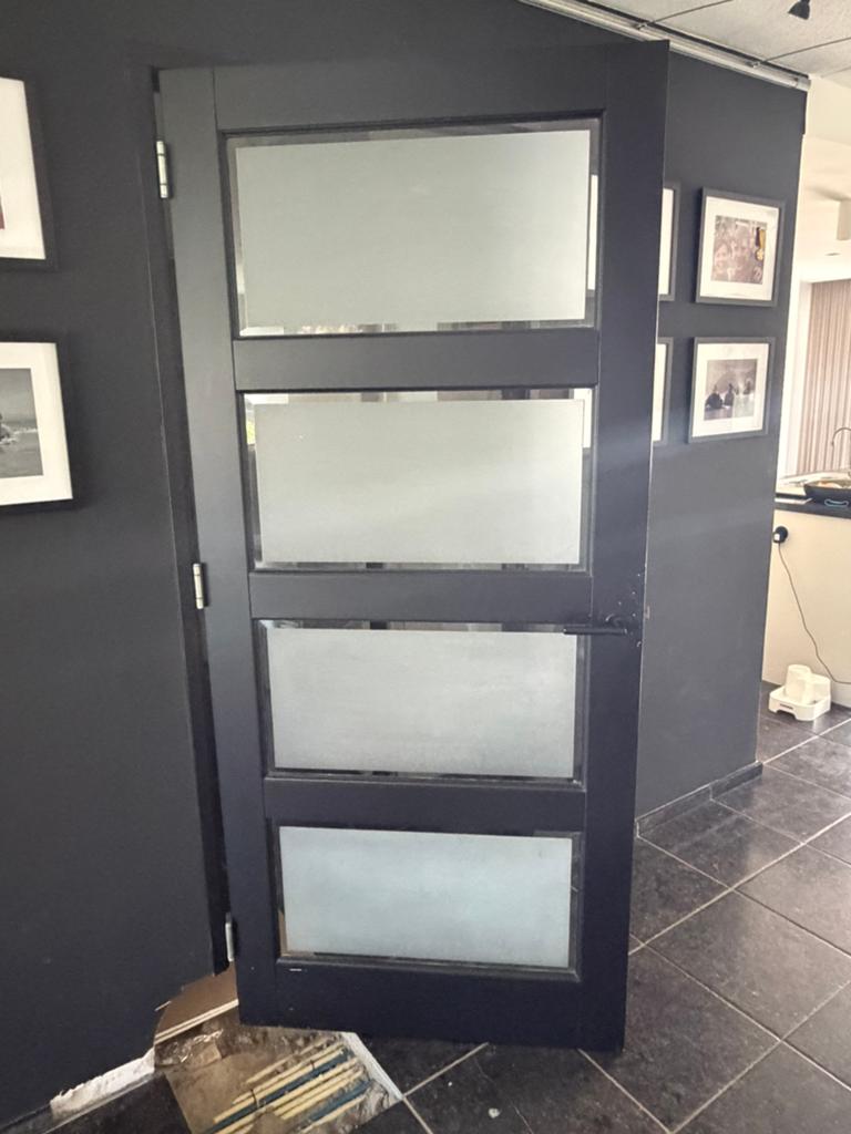 Stompe deur met glas 93 x 211,5, Doe-het-zelf en Verbouw, Ophalen, Gebruikt, 80 tot 100 cm, Binnendeur