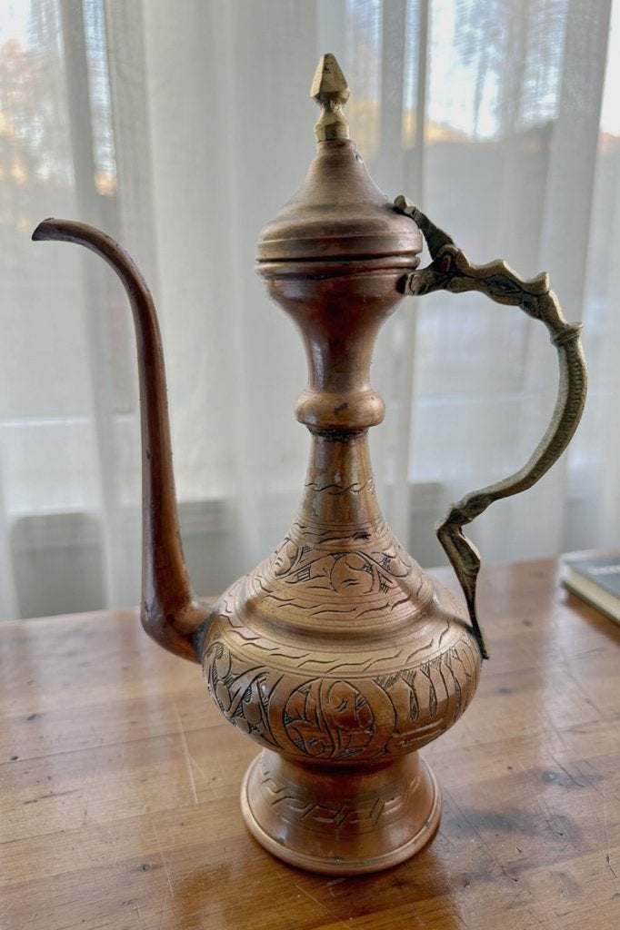 Antieke oosterse waterkan van koper en messing, Antiek en Kunst, Antiek | Koper en Brons, Ophalen of Verzenden, Koper