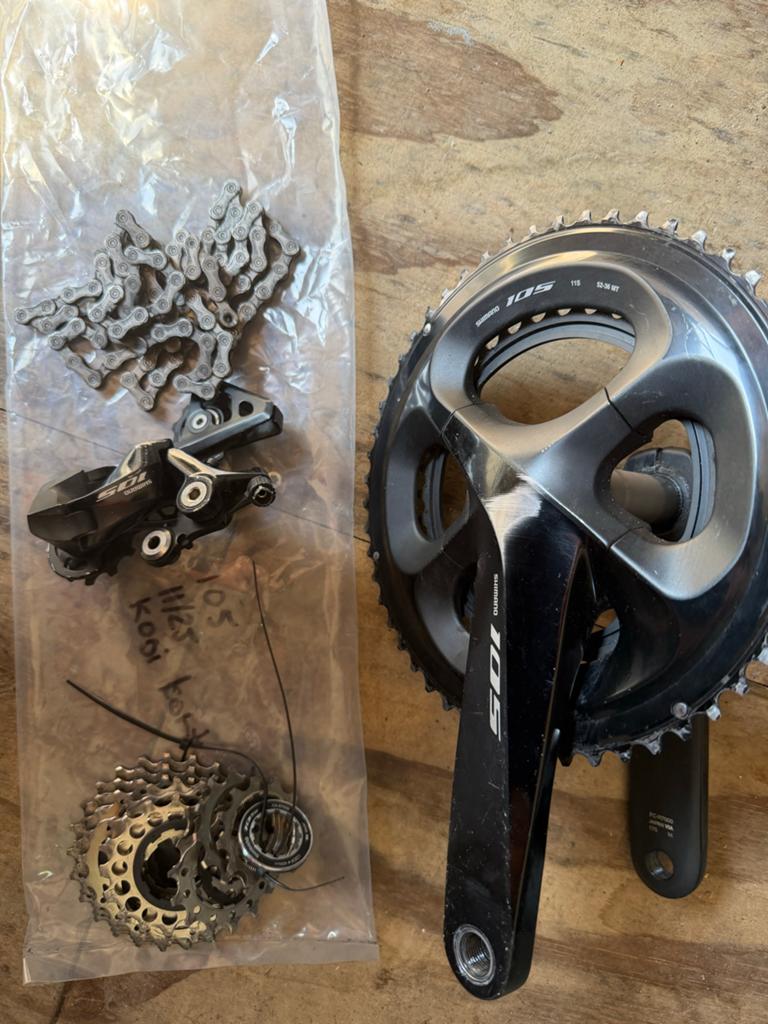 Gebruikte Shimano 105 onderdelen, Fietsen en Brommers, Fietsonderdelen, Crankstel of Pedalen, Gebruikt, Ophalen of Verzenden, Aluminium