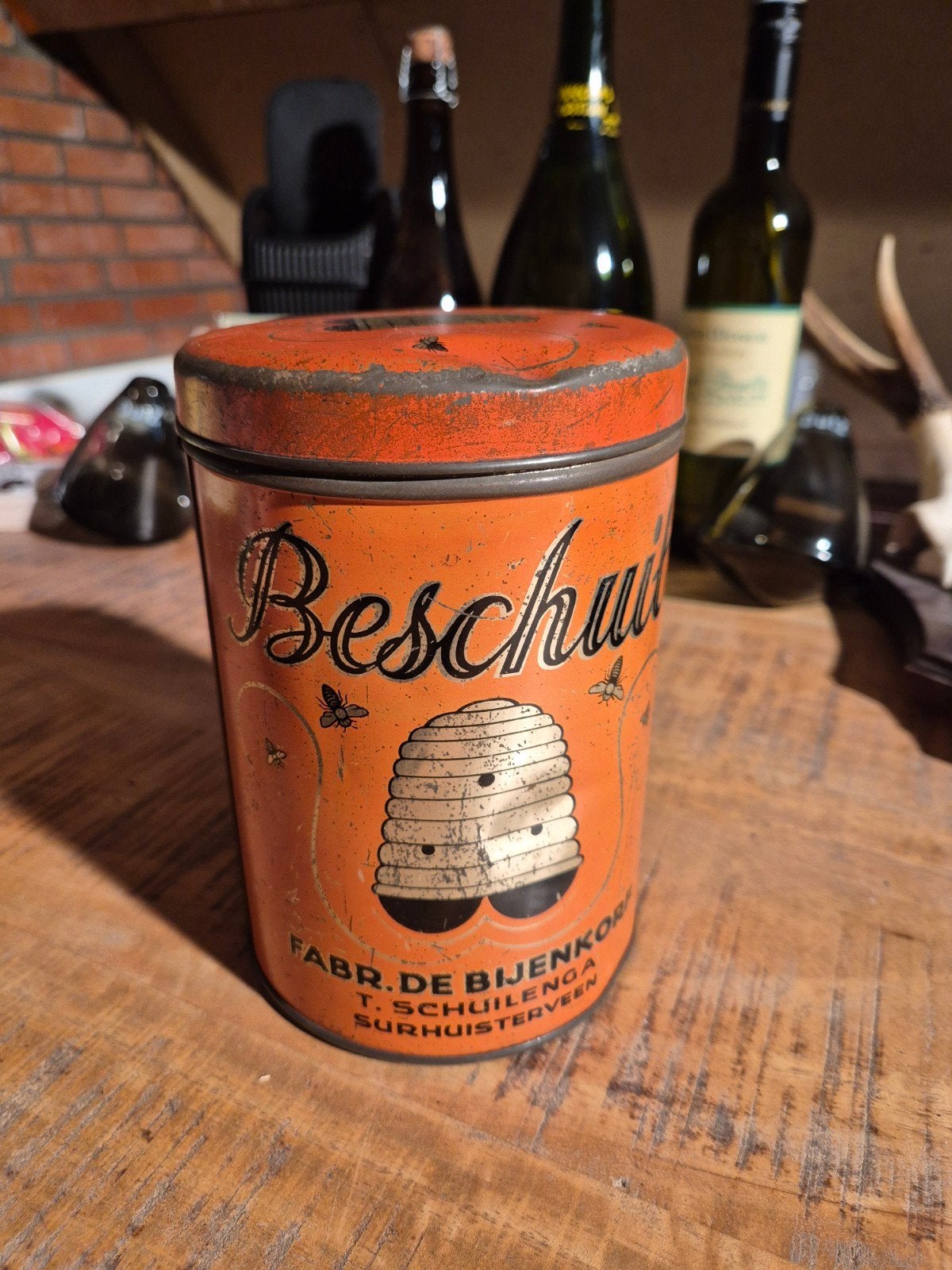 Vintage Beschuitblik Fabriek De Bijenkorf Surhuisterveen, Ophalen of Verzenden, Gebruikt