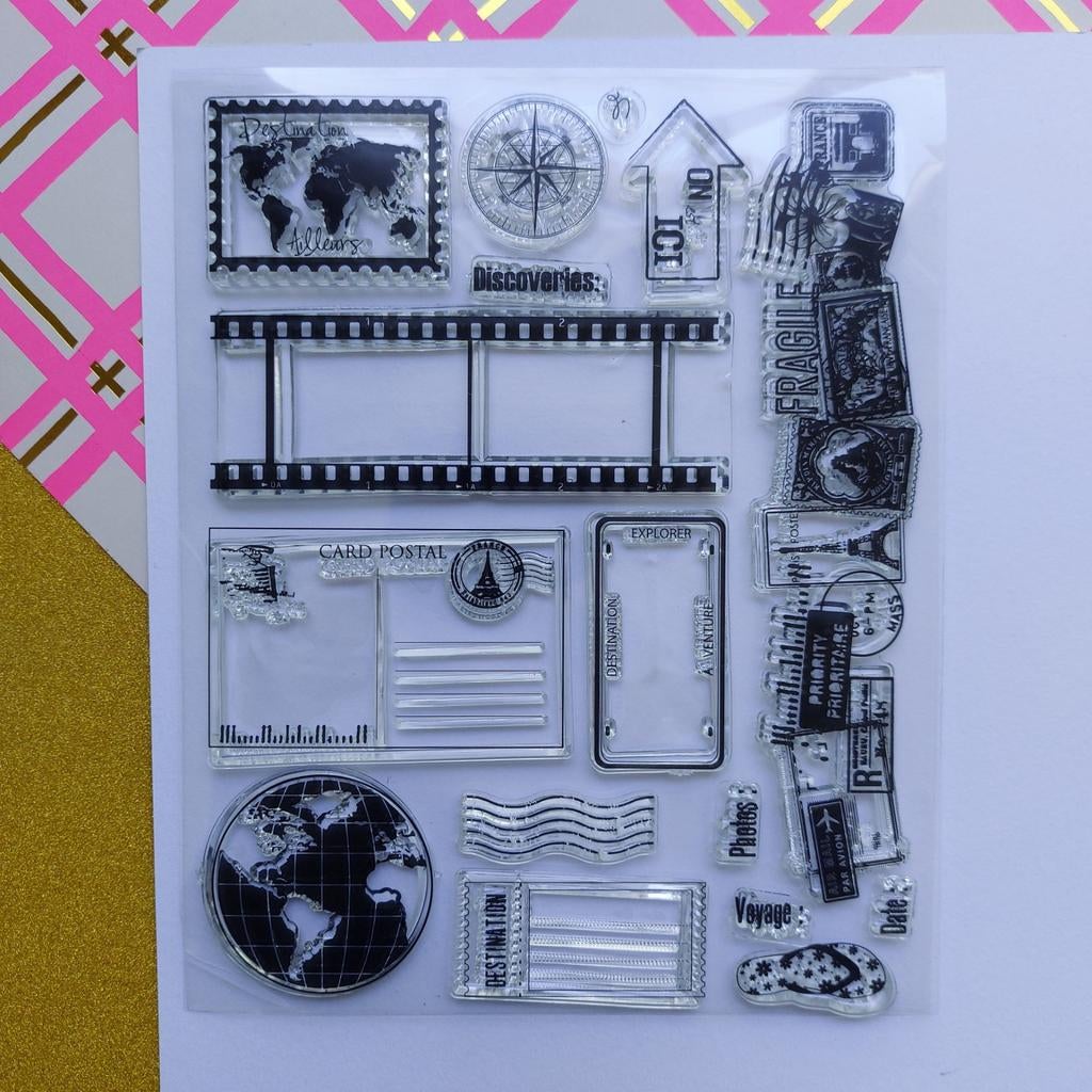 Clear stamps - Themareizen Zomer, Hobby en Vrije tijd, Stempelen, Nieuw, Clearstamp, Ophalen of Verzenden