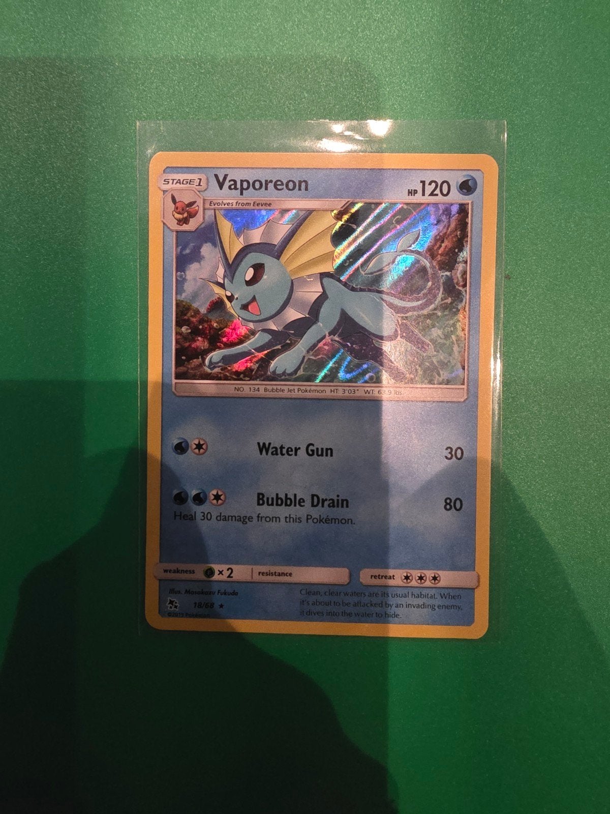 Vaporeon 18/68 Holo, Ophalen of Verzenden, Zo goed als nieuw