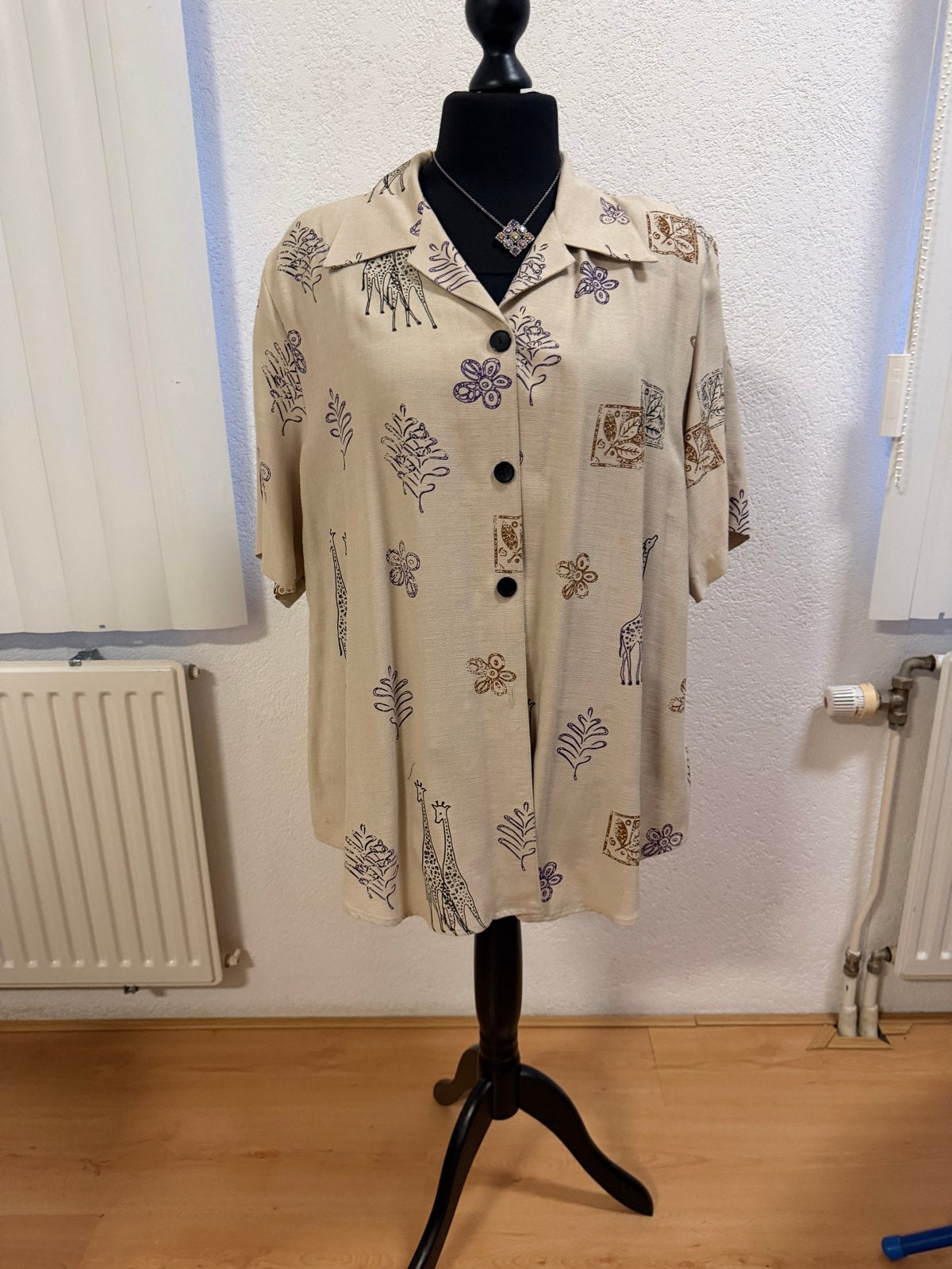 Vintage Dress Barn Safari Blouse Giraffen Maat 22/24 (52/54), Dressbarn, Ophalen of Verzenden, Zo goed als nieuw, Beige