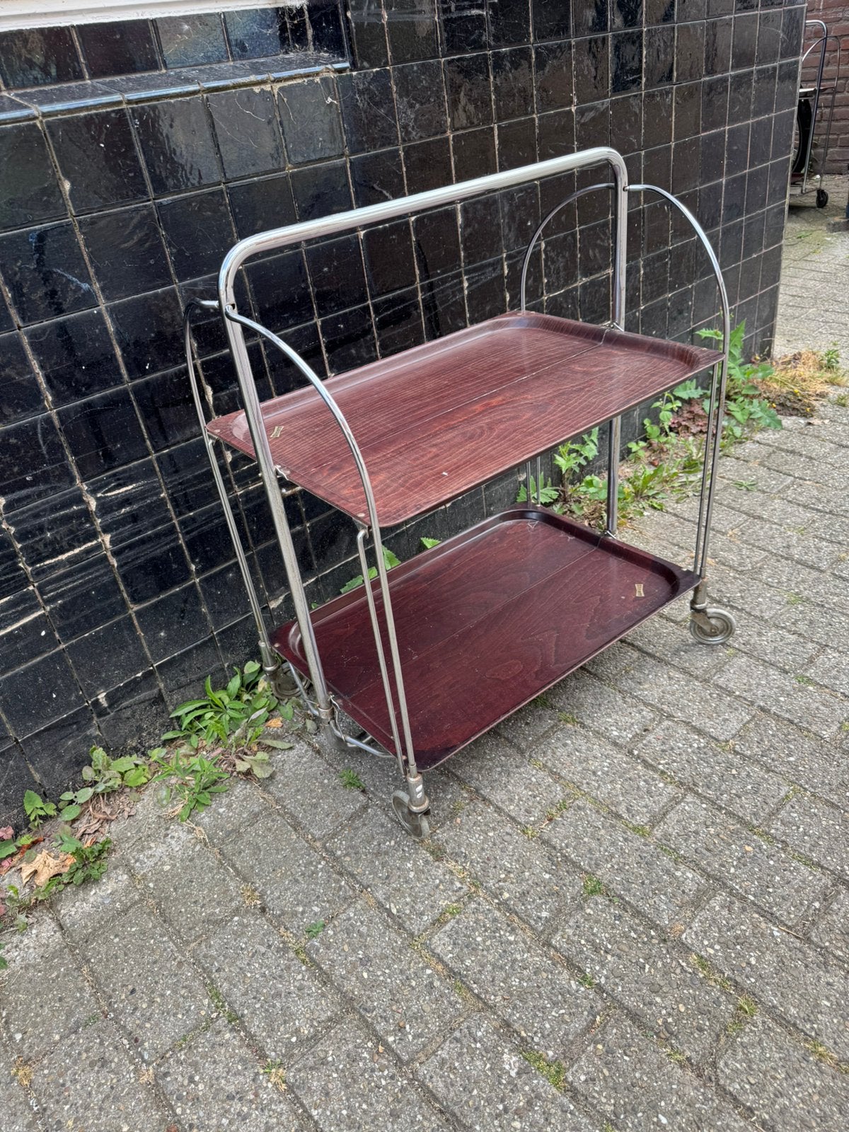 Theewagen,Gerlinol,fifties,sixties,Mid-Century,  vintage, Vintage, Gebruikt, Ophalen of Verzenden, Metaal