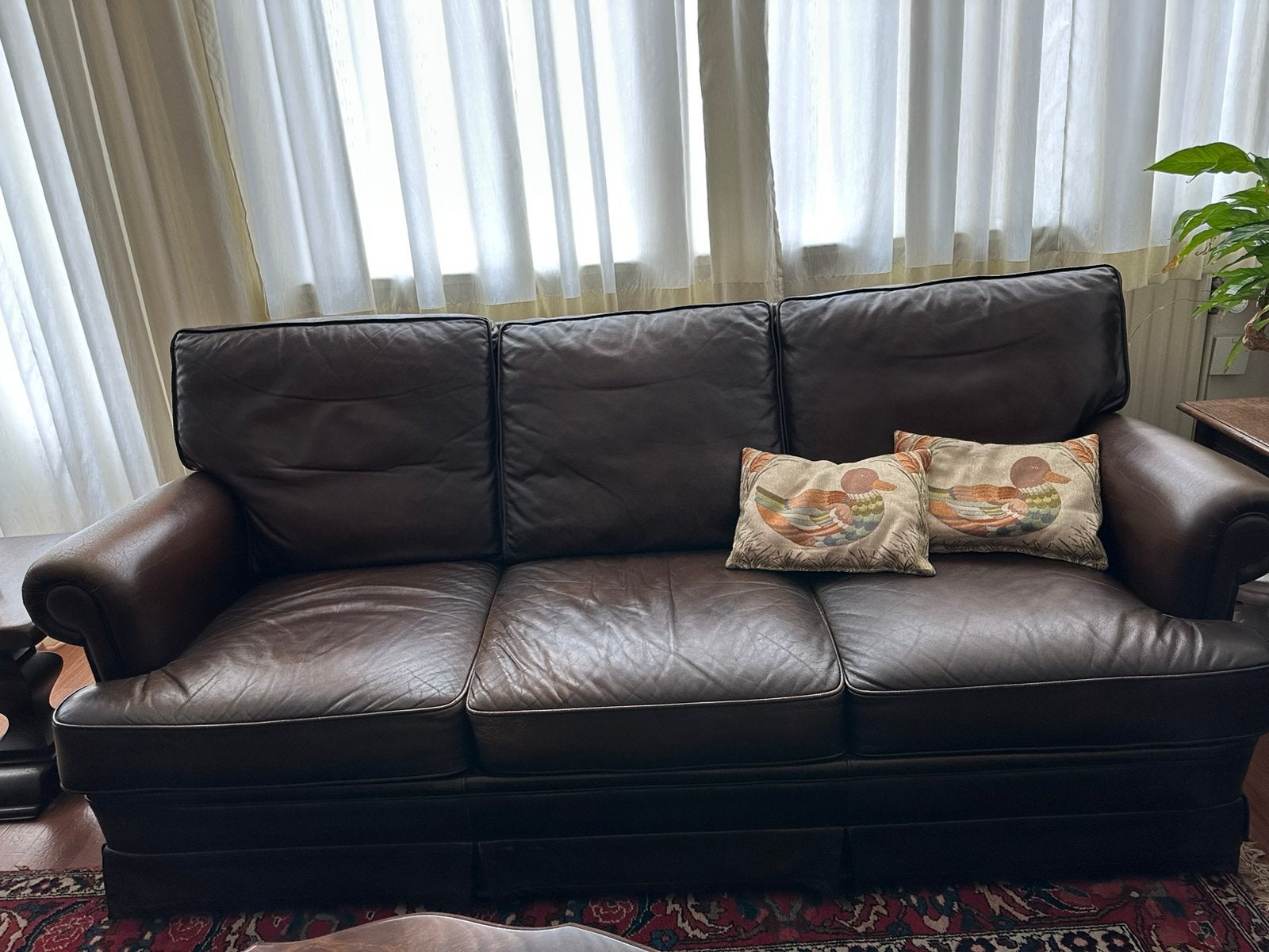 Vintage leren driezitsbank, Ophalen, Gebruikt, Vintage, Driepersoons