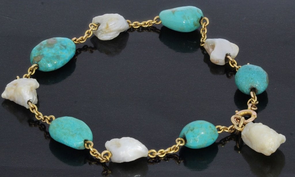 Turkoois edelsteen 14k gouden fraaie armband dame edelsteen
