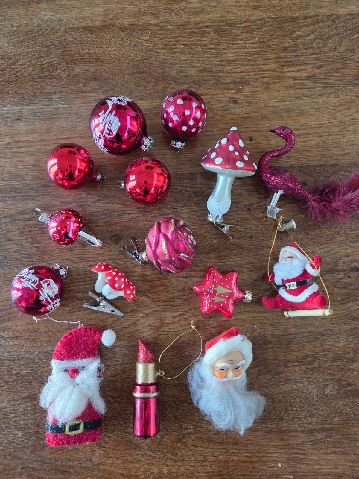 Lot 15 stuks oude rode kerstballen, Ophalen of Verzenden