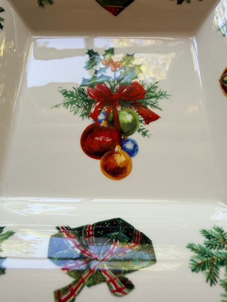 Gien JOYEUX NOËL vierkant schaaltje, Huis en Inrichting, Ophalen of Verzenden, Overige stijlen, Glas, Schaal of Schalen