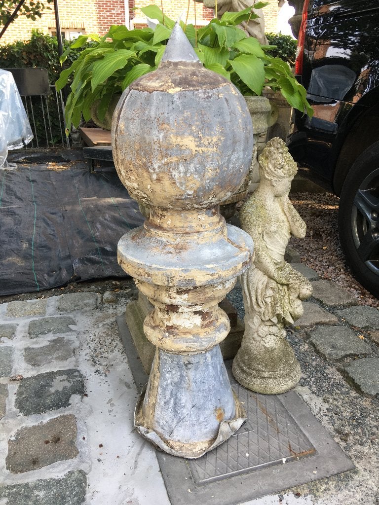 Grote loden pinakel / antiek ornament in lood, Ophalen, Overige typen, Minder dan 5 m², Metaal