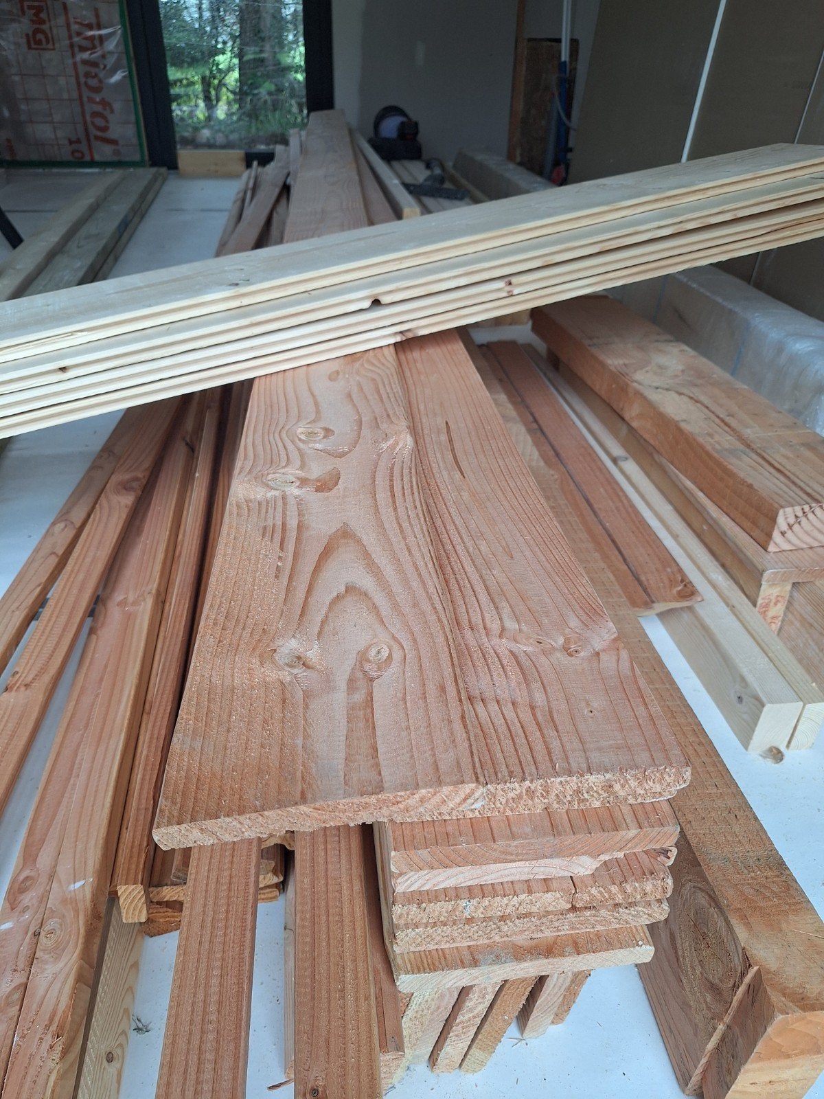 Douglas planken geschaafd, Doe-het-zelf en Verbouw, Hout en Planken, Ophalen, Minder dan 25 mm, Zo goed als nieuw, Plank