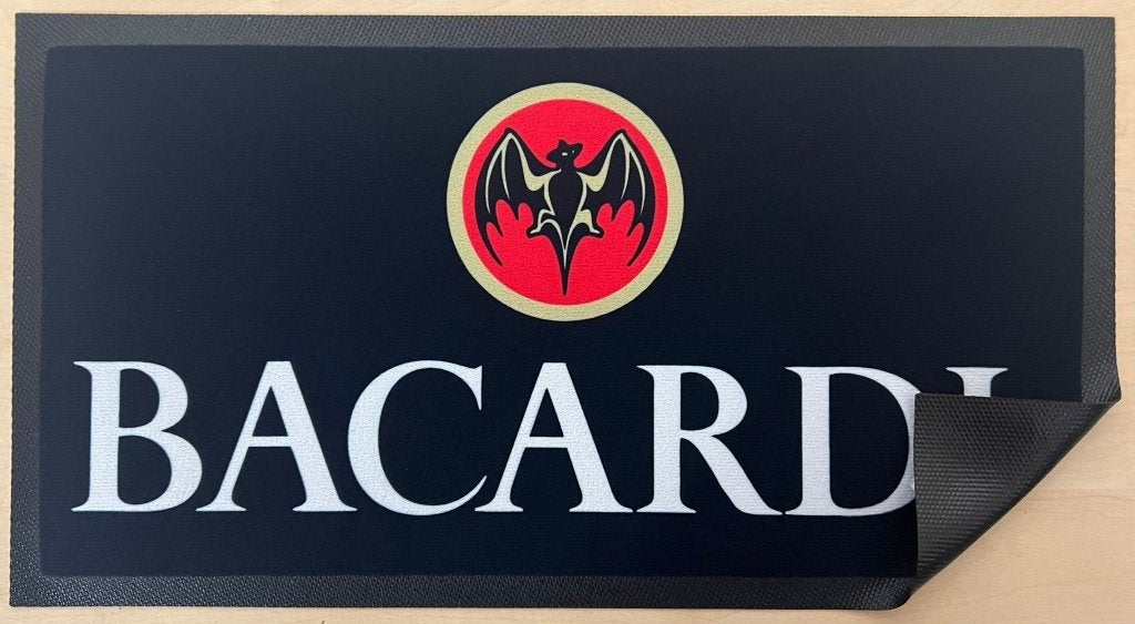 Bacardi logo zwart reclame barmat matje decoratie deco, Verzamelen, Reclamebord, Info@deconoord.nl, Deco Noord, Nieuw