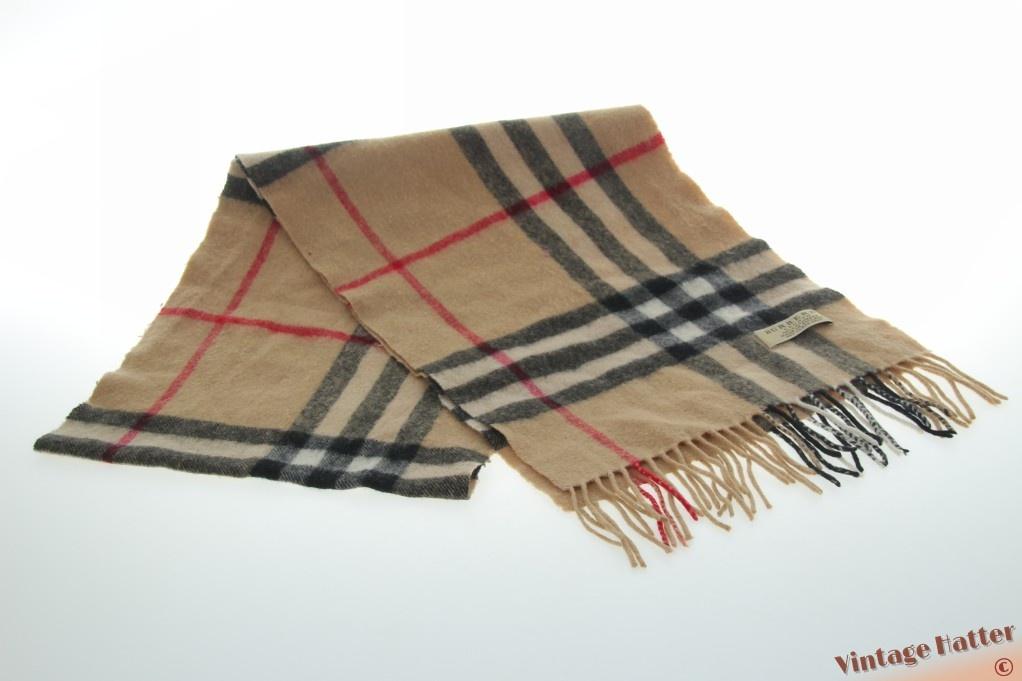 Vintage das Sjaal Burberry camel beige geruit kasjmier, Overige maten, Ophalen of Verzenden, Sjaal, Gedragen