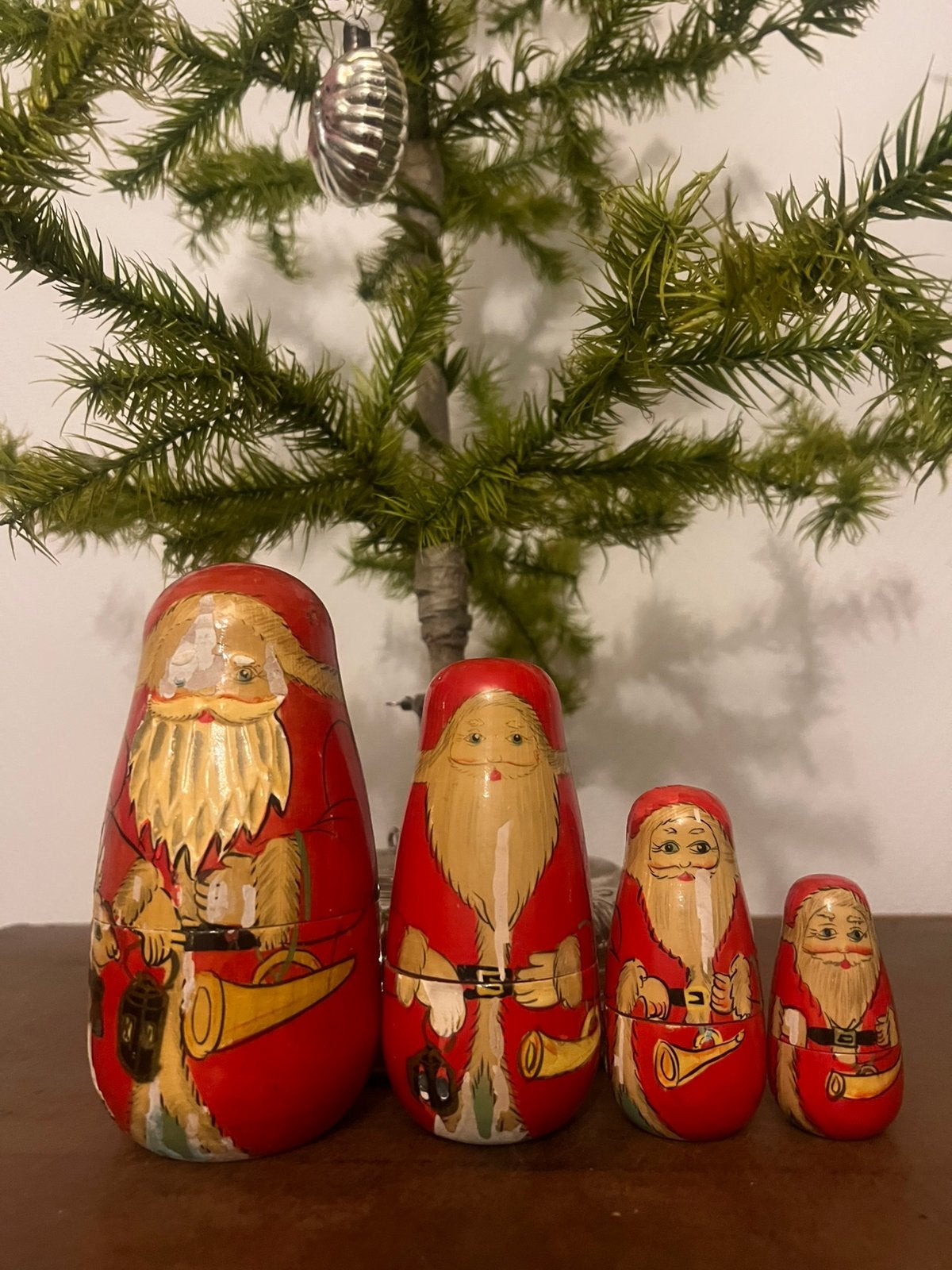 Kerstman hout matroeska poppetjes kerst candy container, Ophalen of Verzenden, Gebruikt