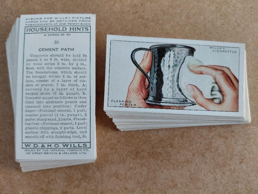 Household Hints complete set 50 cigarette cards 1936 Wills, Ophalen